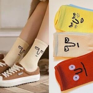 3 pair cute cartoon kawaii expression socks. Smiley face